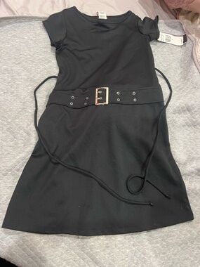 Black Midi Dress with Belt